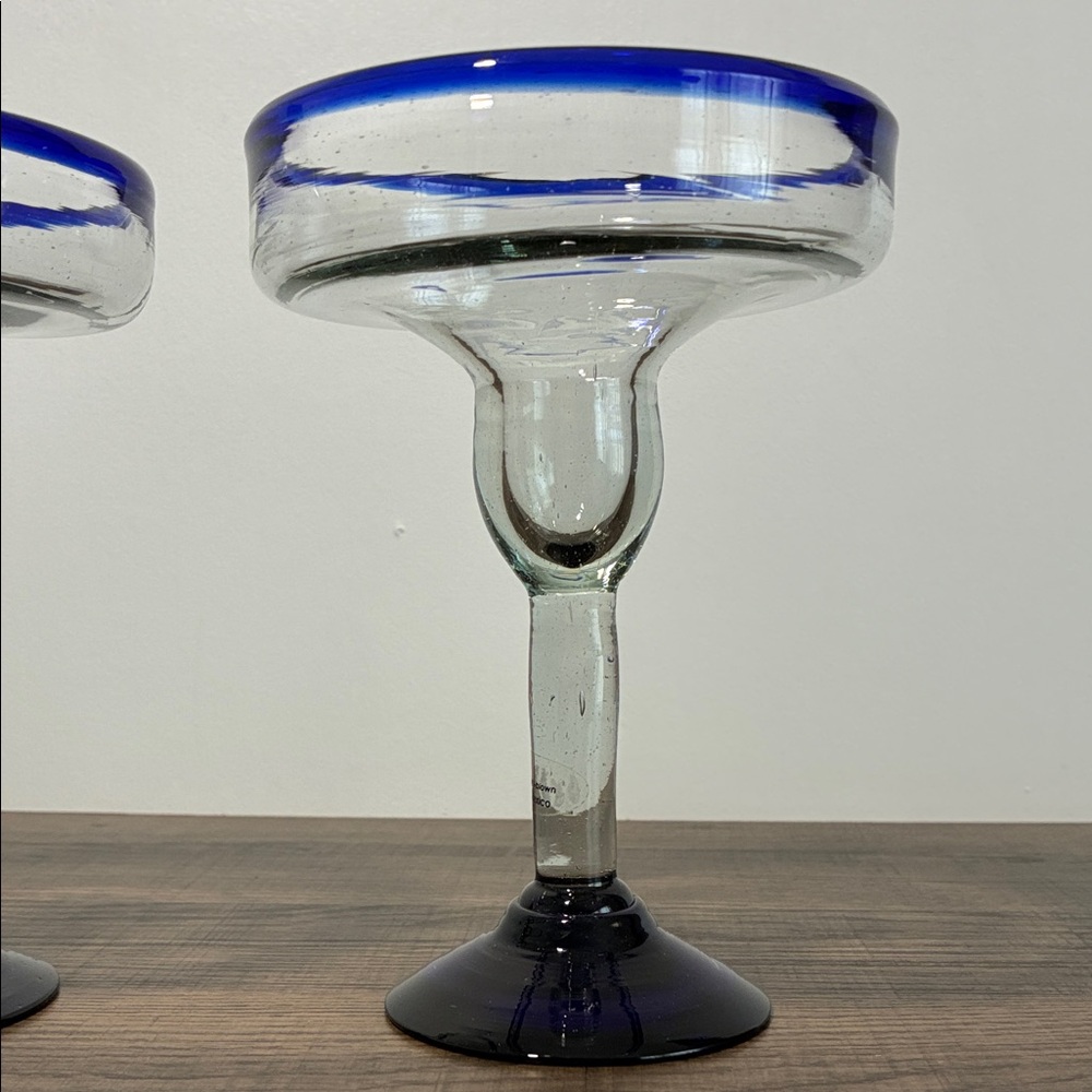 Vintage Handmade Pair of Margarita Glasses